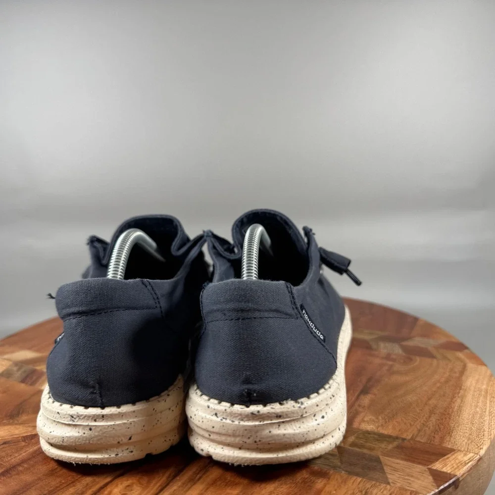 Hey Dude Wendy Navy Canvas Slip On Loafers Womens Size 9 Speckled Sole 121412500